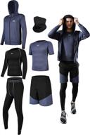 👕 6-piece compression pants, shirt, top, long sleeve jacket set suit with face cover for men - clemor workout clothes logo