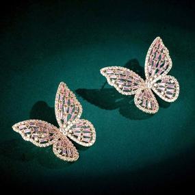 img 2 attached to 🦋 Elegant Pink Butterfly Stud Earrings - Perfect Wedding Jewelry for Women, Girls, Brides, and Bridesmaids