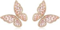 🦋 elegant pink butterfly stud earrings - perfect wedding jewelry for women, girls, brides, and bridesmaids logo