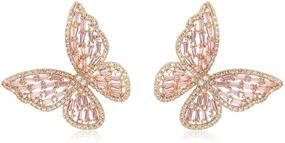 img 4 attached to 🦋 Elegant Pink Butterfly Stud Earrings - Perfect Wedding Jewelry for Women, Girls, Brides, and Bridesmaids