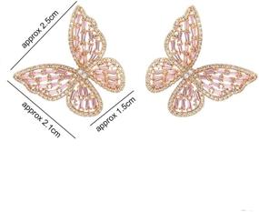 img 3 attached to 🦋 Elegant Pink Butterfly Stud Earrings - Perfect Wedding Jewelry for Women, Girls, Brides, and Bridesmaids