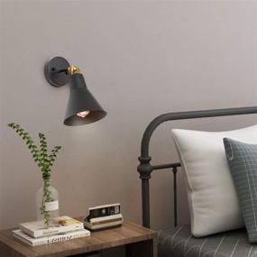 img 3 attached to 🔦 LALUZ Black Wall Sconce Swing Arm Farmhouse Sconces: Vintage Cone Shade & Adjustable Head - Brass Baking Finish A02807