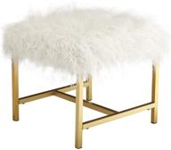 🪑 white glam faux fur accent stool with gold metal legs - signature design by ashley elissa logo