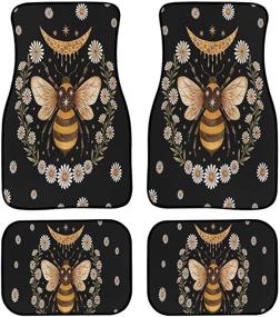 img 2 attached to 🚗 PZZ BEACH 4pcs Car Floor Mats: Bee Daisy Pattern Auto Interior Decor for All Season Protection, Universal Fit & Durable