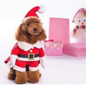 img 4 attached to 🐶 Костюм Delifur для собак на Рождество с шапкой - костюм Санты для маленьких собак, кошек и щенков - костюм для питомца на Рождество