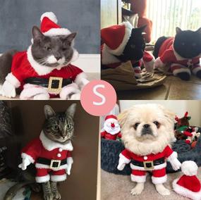 img 3 attached to 🐶 Костюм Delifur для собак на Рождество с шапкой - костюм Санты для маленьких собак, кошек и щенков - костюм для питомца на Рождество