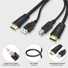 img 2 attached to 💻 TEsmart 4K HDMI USB KVM Cable - 10ft, Twin HDMI + USB Cable (USB Type A to USB Type B) for KVM Switcher