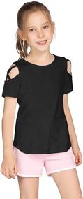 img 4 attached to 👚 Greatchy Shoulder Casual Sleeved T Shirt: Stylish Girls' Clothing and Versatile Tops, Tees & Blouses