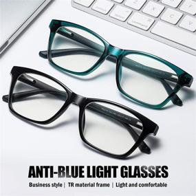 img 2 attached to 👓 STORYCOAST 2 Pack Blue Light Blocking Glasses for Women/Men, Anti-Eyestrain Computer Glasses TR90 Lightweight Filter Blue Ray Eyeglasses (Black + Blue) - Enhance your Eye Comfort, Reduce Digital Eye Strain