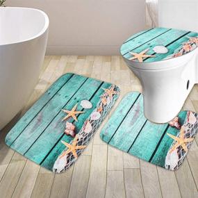 img 2 attached to 🏖️ 3 Piece Bath Rugs Mat Set - Flannel Mats with Beach Starfish Decorations for Bathroom & Kitchen