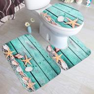 🏖️ 3 piece bath rugs mat set - flannel mats with beach starfish decorations for bathroom & kitchen logo