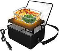 12v car food warmer portable personal mini oven electric heated lunch box for meals reheating & cooking raw food - portable oven ideal for road trip, camping, picnic, family gathering (black) логотип