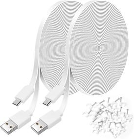 img 4 attached to 🔌 26FT Flat Power Extension Cable for WyzeCam, WyzeCam V3, WyzeCam Pan, KasaCam, NestCam Indoor, Yi Cam | USB to Micro USB Charging and Data Sync Cord + Wire Clips | FASTSNAIL 2 Pack