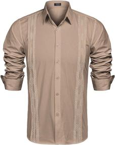 img 4 attached to 👔 Sleeve Guayabera Embroidered Button Down Shirt by COOFANDY