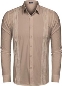 img 3 attached to 👔 Sleeve Guayabera Embroidered Button Down Shirt by COOFANDY