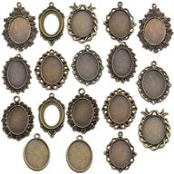 18-piece bezel pendant trays: 25x18mm oval cabochon settings for diy jewelry making in 9 styles - antique bronze logo