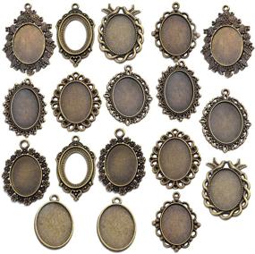 img 4 attached to 18-Piece Bezel Pendant Trays: 25x18mm Oval Cabochon Settings for DIY Jewelry Making in 9 Styles - Antique Bronze