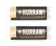 hurraw! organic sun lip balm (zinc oxide protection, broad spectrum spf 15, tangerine, chamomile) - 2 pack, certified vegan, gluten free. non-gmo, all-natural. bee, shea, soy & palm free. made in usa logo