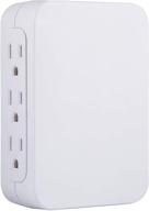 ge pro 6-outlet extender surge protector with side access, wall tap adapter, 3-prong, 1200 joules, warranty, ul listed - white (10353) logo