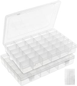 img 4 attached to Umirokin 2 Pack Bead Organizer Box with 36 Compartments 📦 – Ideal for Crafts, Tackle, Rocks, Washi Tape, Thread, Nails, and More!