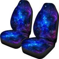 🚀 fusurire galaxy print front seat cover blue: set of 2 space design universal fit for cars, trucks, suvs, and sedans logo