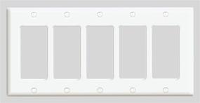 img 1 attached to Leviton 80423-W 5-Gang Decora/GFCI Device Decora Wallplate for Enhanced Safety and Convenience