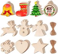 🎄 max fun 100pcs diy wooden christmas ornaments: unfinished predrilled wood circles for crafts, centerpieces, and holiday hanging decorations in 10 shapes logo