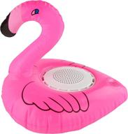 🦩 caleo inflatable floating bluetooth speaker - waterproof wireless speaker with powerful audio & extended battery life - includes pump & usb cable - pink flamingo logo