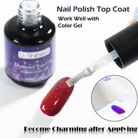 img 1 attached to 💎 Diamond Top Coat Gel Sparking Top Coat Nail Polish - U-Shinein Nail Polish No Wipe Top Coat for Nail Art Decoration, Gel Nail Manicure Art DIY and Salon Use