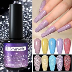 img 3 attached to 💎 Diamond Top Coat Gel Sparking Top Coat Nail Polish - U-Shinein Nail Polish No Wipe Top Coat for Nail Art Decoration, Gel Nail Manicure Art DIY and Salon Use