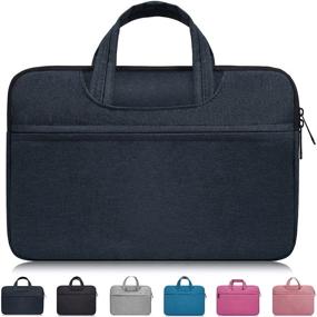 img 4 attached to 💻 Stylish 14 Inch Laptop Sleeve with Handle for MacBook Pro Touch Bar, HP, ASUS, Acer, ThinkPad, and More - Navy Blue