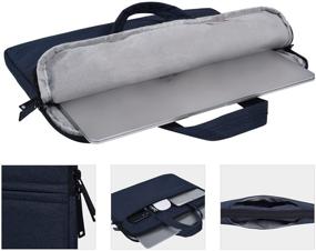 img 2 attached to 💻 Stylish 14 Inch Laptop Sleeve with Handle for MacBook Pro Touch Bar, HP, ASUS, Acer, ThinkPad, and More - Navy Blue