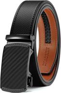 👔 genuine leather ratchet belt: effortlessly adjustable men's accessory logo