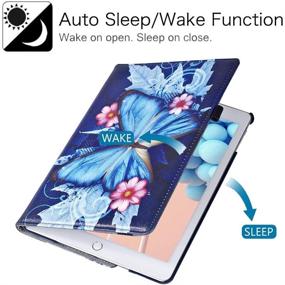 img 2 attached to Blue Butterfly iPad 10.2-Inch Case - 360 Degree Rotating Stand Protective Cover with Auto Sleep Wake System for Apple iPad 9th, 8th, and 7th Generation (2021, 2020, 2019)