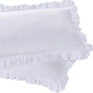 🌸 vintage ruffled pillow sham set - queen's house king white shabby farmhouse style pillowcases - french country frilly covers - polyester - 20x36 logo