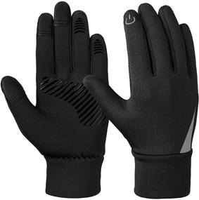 img 4 attached to Водонепроницаемые детские зимние перчатки с сенсорным экраном YukiniYa: теплая и мягкая подкладка для мальчиков и девочек от 3 до 15 лет в черном цвете.