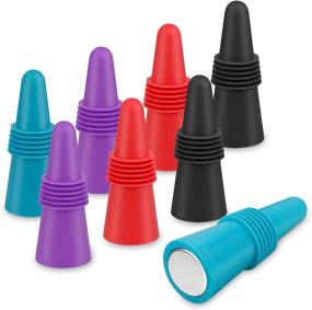 img 4 attached to 🍾 RAIINIESTTAR Wine Stoppers: 8 Pcs, Reusable Silicone + Stainless Steel, Beverage and Wine Bottle Stopper with Handle Top