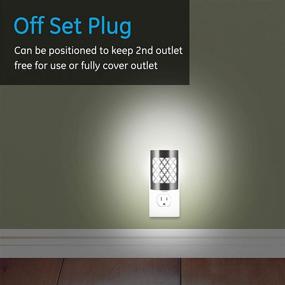 img 1 attached to 🌙 GE CoverLite LED Night Light, 2-Pack, Plug-In, Dusk-to-Dawn Sensor, Home Décor, Ideal for Kitchen Bathroom, Nursery, Bedroom, Hallway, 46815, Brushed Nickel Finish, Moroccan Design, 2