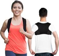 👍 universal fit posture corrector for men & women - adjustable back straightener, back brace, posture support, posture brace, upper back brace for clavicle to promote neck, back, and shoulder support логотип