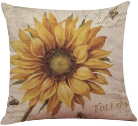 img 1 attached to 🌻 Ogrmar Set of 4 Christmas Decorative Throw Pillow Covers - 18"x18" Cotton Linen Sofa Cushion Cases for Couch, Bed, and Car (Sunflower Design)