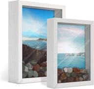 🖼️ afuly white shadow box photo frames: 6x8 and 5x7 wooden deep frames for freestanding or wall hanging - ideal for cards, tickets, and baby shower - set of 2 - perfect thanksgiving & christmas gifts логотип