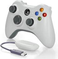 🎮 wireless gamepad controller for xbox 360, yaeye 2.4ghz joystick game controller remote compatible with xbox 360/360 slim pcs windows 7, 8, 10 (white) logo