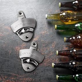 img 1 attached to ORBLUE Stainless Steel Wall-Mounted Bottle Openers - Effortless Beverage, Beer, and Soda Cap Remover Set - Includes Mounting Hardware, 2-Pack in Army Gray