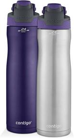 img 4 attached to 💦 Contigo Autoseal Chill Stainless Steel Water Bottles, 24 Oz, SS/Grapevine & Grapevine, 2-Pack: Stay Hydrated and Stylish on-the-Go!