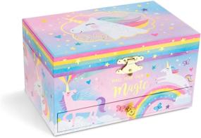 img 3 attached to 🦄 Jewelkeeper Girl's Musical Jewelry Storage Box with Pullout Drawer, Cotton Candy Unicorn Design, Playing Somewhere Over the Rainbow Tune