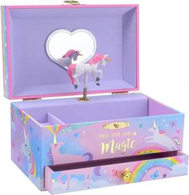 img 4 attached to 🦄 Jewelkeeper Girl's Musical Jewelry Storage Box with Pullout Drawer, Cotton Candy Unicorn Design, Playing Somewhere Over the Rainbow Tune