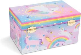 img 2 attached to 🦄 Jewelkeeper Girl's Musical Jewelry Storage Box with Pullout Drawer, Cotton Candy Unicorn Design, Playing Somewhere Over the Rainbow Tune
