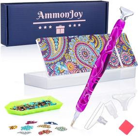 img 4 attached to ✨ AmmonJoy Diamond Painting Pen Set - 5D Diamond Painting Tools and Accessories, Including Interchangeable Pickers Wax, Tray, and Art Kit