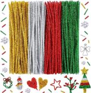 ✨ sparkle your diy crafts with caydo 300 pieces glitter chenille stems in red, green, gold, and silver logo