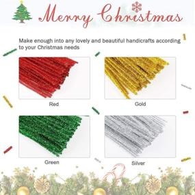 img 3 attached to ✨ Sparkle Your DIY Crafts with Caydo 300 Pieces Glitter Chenille Stems in Red, Green, Gold, and Silver